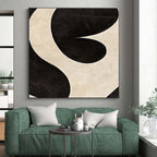 Black and White Curved Abstract Painting with Dynamic Contrast WINK065
