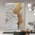 Gold and White Textured Waves Abstract Painting with Luxurious Vibes GAB0069