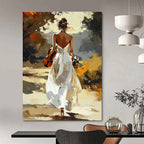 Woman with Violin in White Dress Romantic Abstract Painting for Artistic Spaces GAB1430