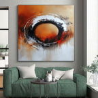 Orange Black Circular Abstract Painting with Bold Drama WINK706