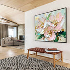 Pink Flowers with Gold Accents Abstract Painting ABS282