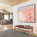 Pink Field Abstract Painting with Soft, Romantic Blossoms ABS508