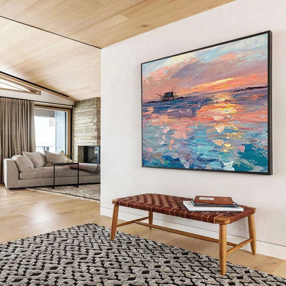 Sunset Seaside Abstract Painting for Nautical - Themed Restaurants YHT205