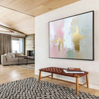 Pink and Gold Abstract Painting with Subtle Textured Elegance ABS442