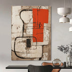 Abstract with Red and Black Painting for Industrial - Style Cafes GAB1262