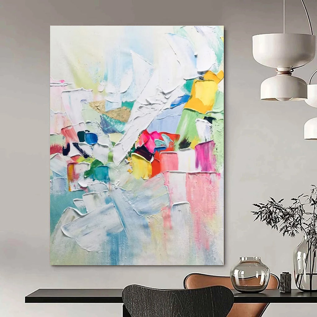 Luminous Bright Abstract Composition Painting for Cheerful Spaces HENG279