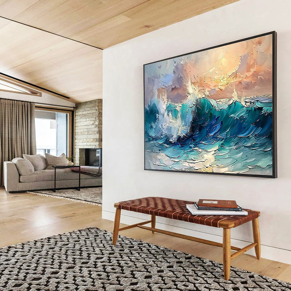 Sea Wave Abstract Painting for Nautical - Themed Home Theaters YHT296