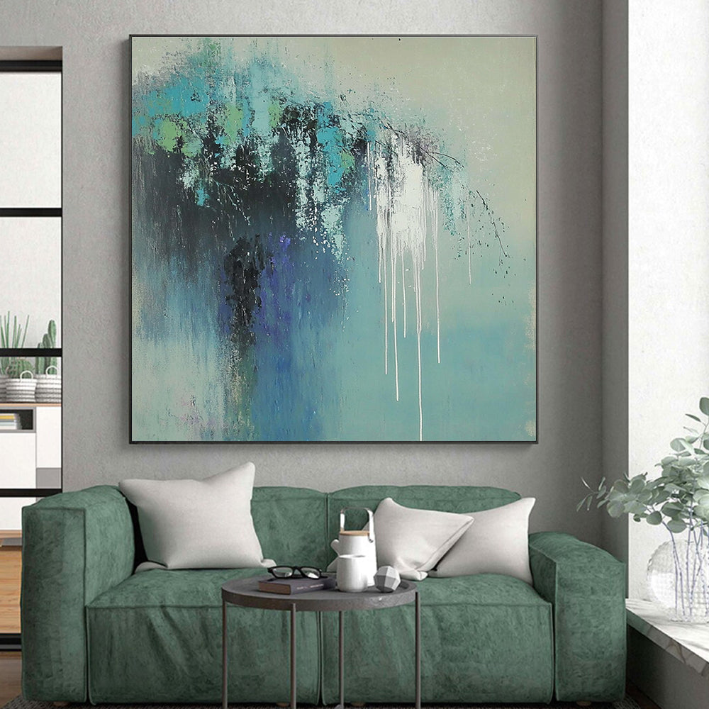 Blue - Green Dripping Abstraction Abstract Painting with Expressive Drips WINK237