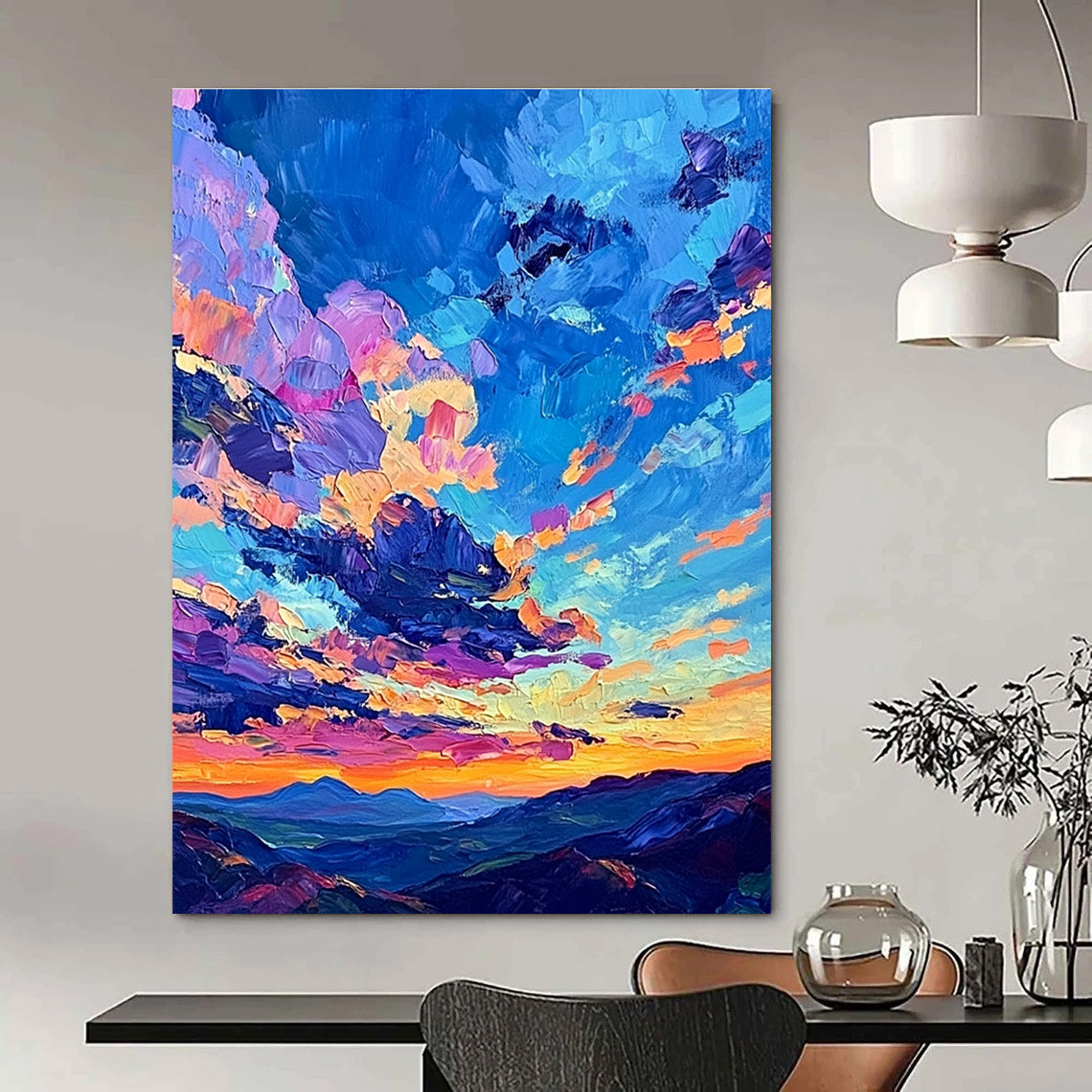 Colorful Sky Landscape Impressionistic Abstract Painting for Nature Lovers GAB1505