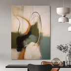Abstract with Curved Lines in Earthy Tones Painting for Bohemian - Styled Bedrooms HENG365