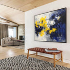 Dynamic Yellow and Blue Clash Abstract Painting ABS192