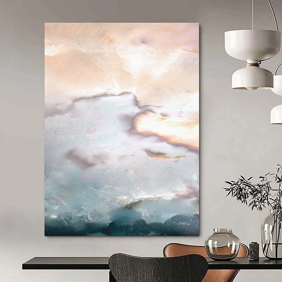 Dreamy Cloudscape Abstract Painting for Boho - Chic Living Rooms HENG165