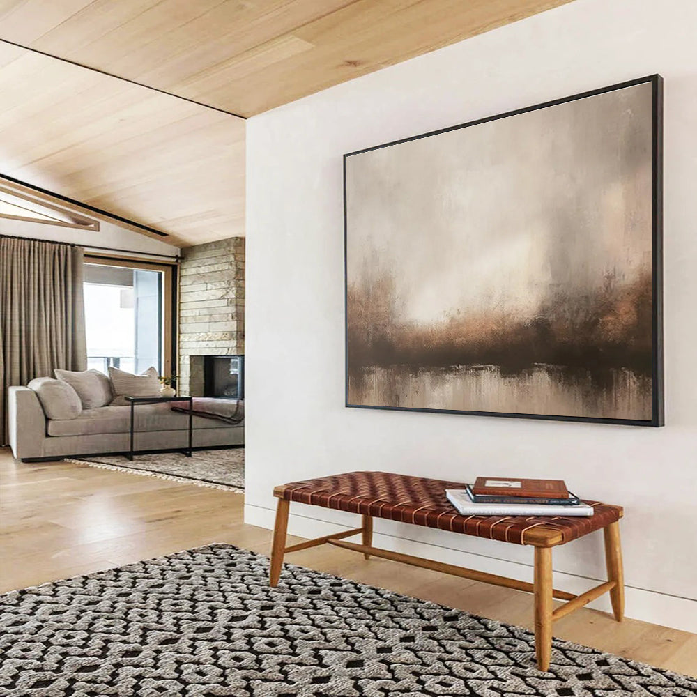 Neutral Tones Abstract Landscape Painting for Minimalist Bedrooms YHT321