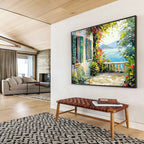 Coastal Villa Abstract Painting for Mediterranean - Style Resorts YHT415