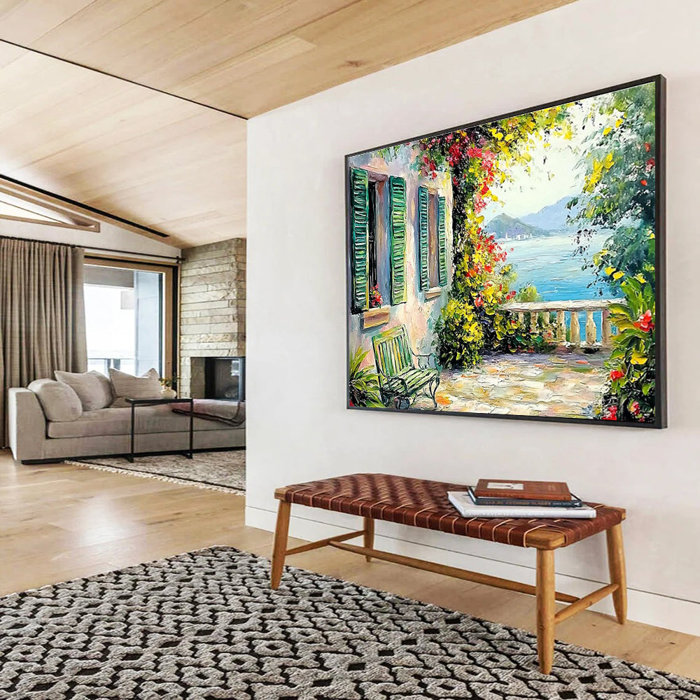 Coastal Villa Abstract Painting for Mediterranean - Style Resorts YHT415