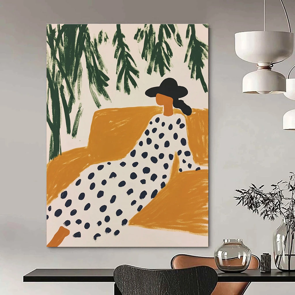 Woman Lounging Outdoors - Stylish Figurative Abstract Art GAB0422