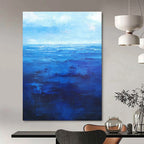 Deep Blue Ocean Abstract Painting for Nautical - Themed Studies HENG345