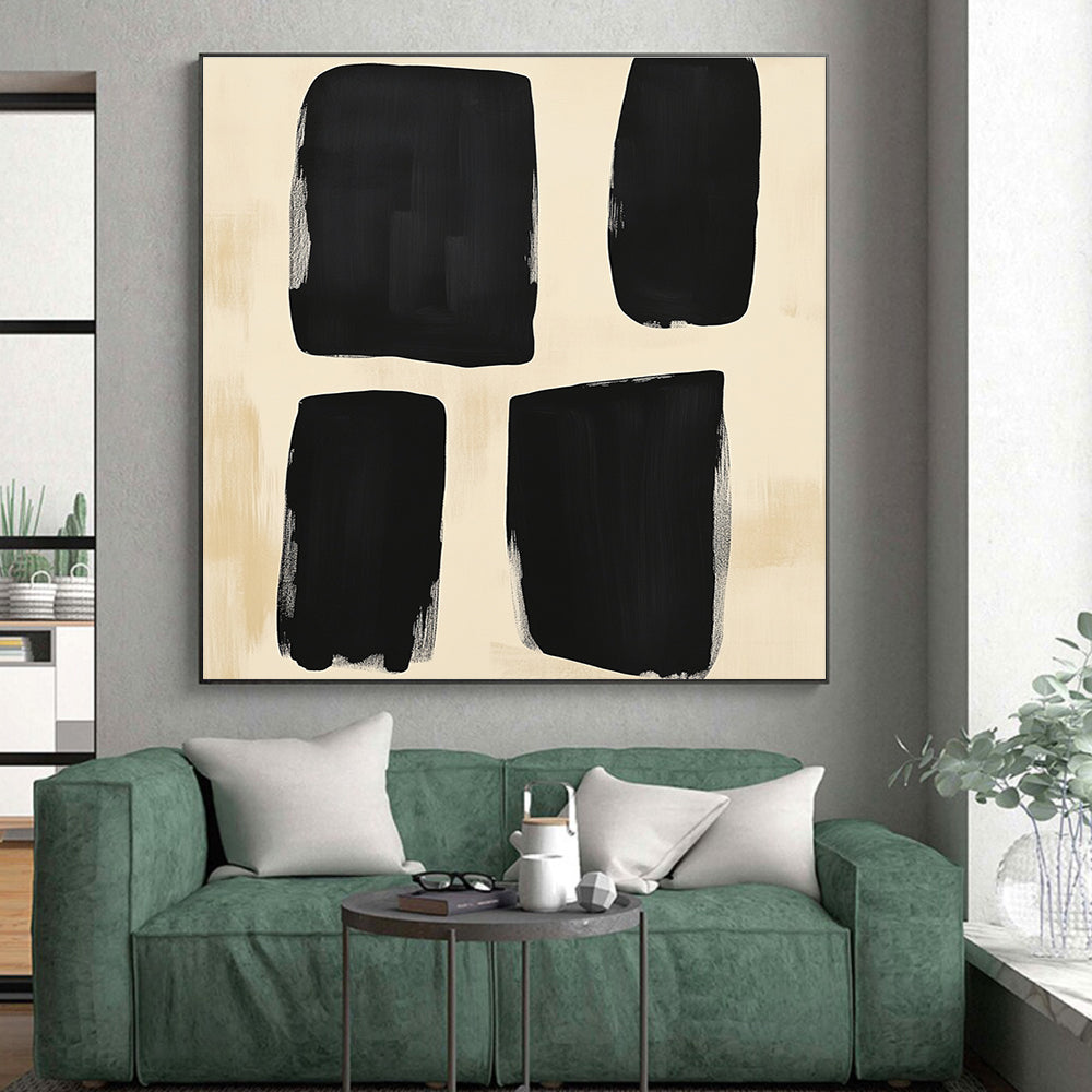 Simple Black Shape Abstract Painting with Understated Charm WINK829