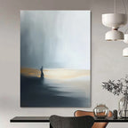 Solitary Figure by Lake - Introspective Landscape Abstract Art GAB0524