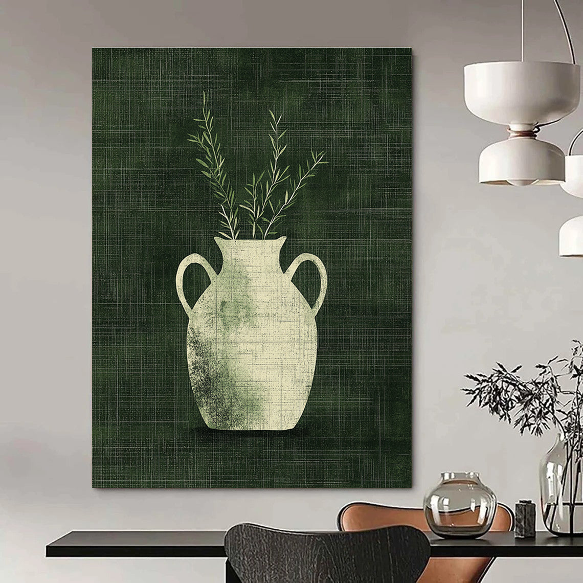 Vase with Greenery Minimalist Still Life Abstract Painting GAB0220