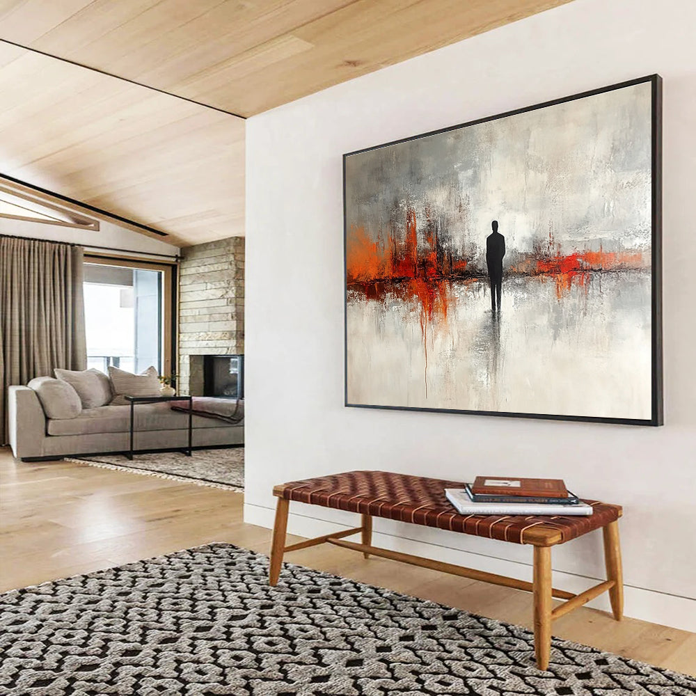 Silhouette in Abstract Landscape Painting with Contemplative Mood ABS417