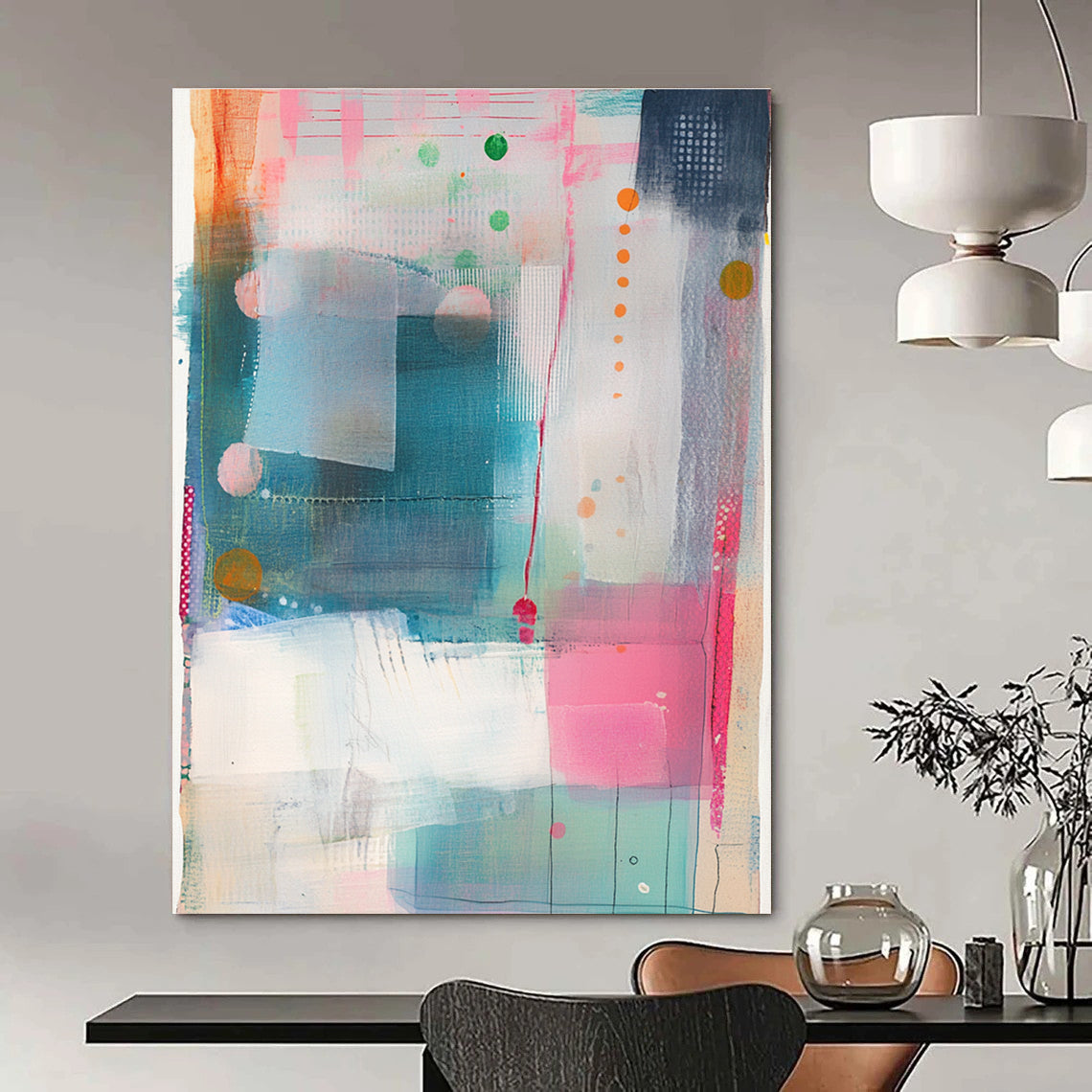 Bright Geometric Mix Modern Graphic Abstract Painting GAB0243