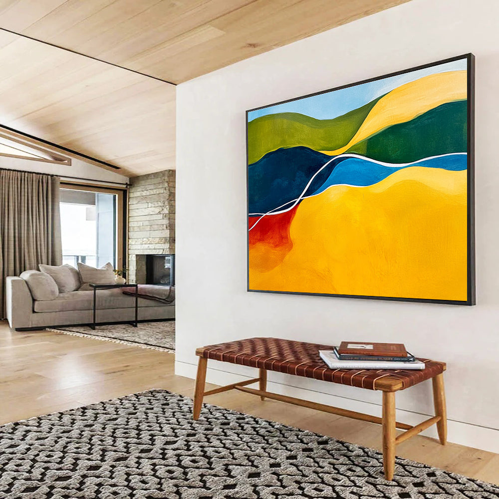 Colorful Curved - River Landscape Abstract Painting with Vivid Hues ABS229