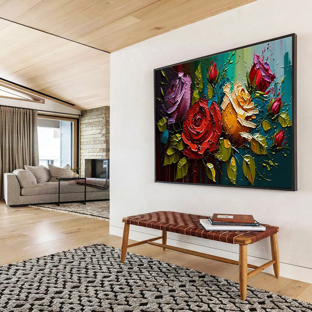 Textured Rose Dream Abstract Painting for Romantic Bedroom Retreats YHT303