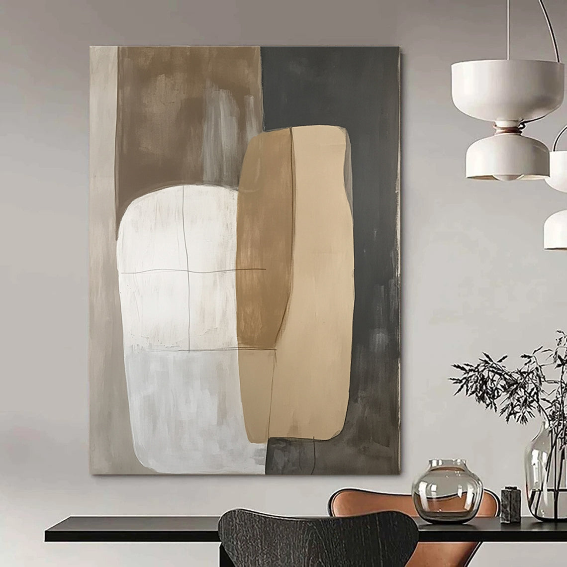 Neutral Color - Block Abstract Painting for Serene - Themed Living Rooms GAB0968