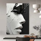 Textured Face Art Abstract Painting of Expressive Layers GAB0123
