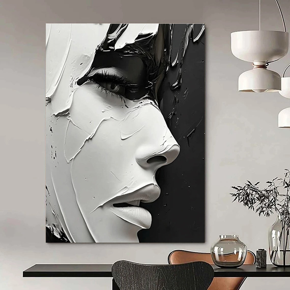 Textured Face Art Abstract Painting of Expressive Layers GAB0123