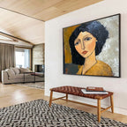 Stylized Portrait Abstract Painting for Artistic Home Libraries YHT248