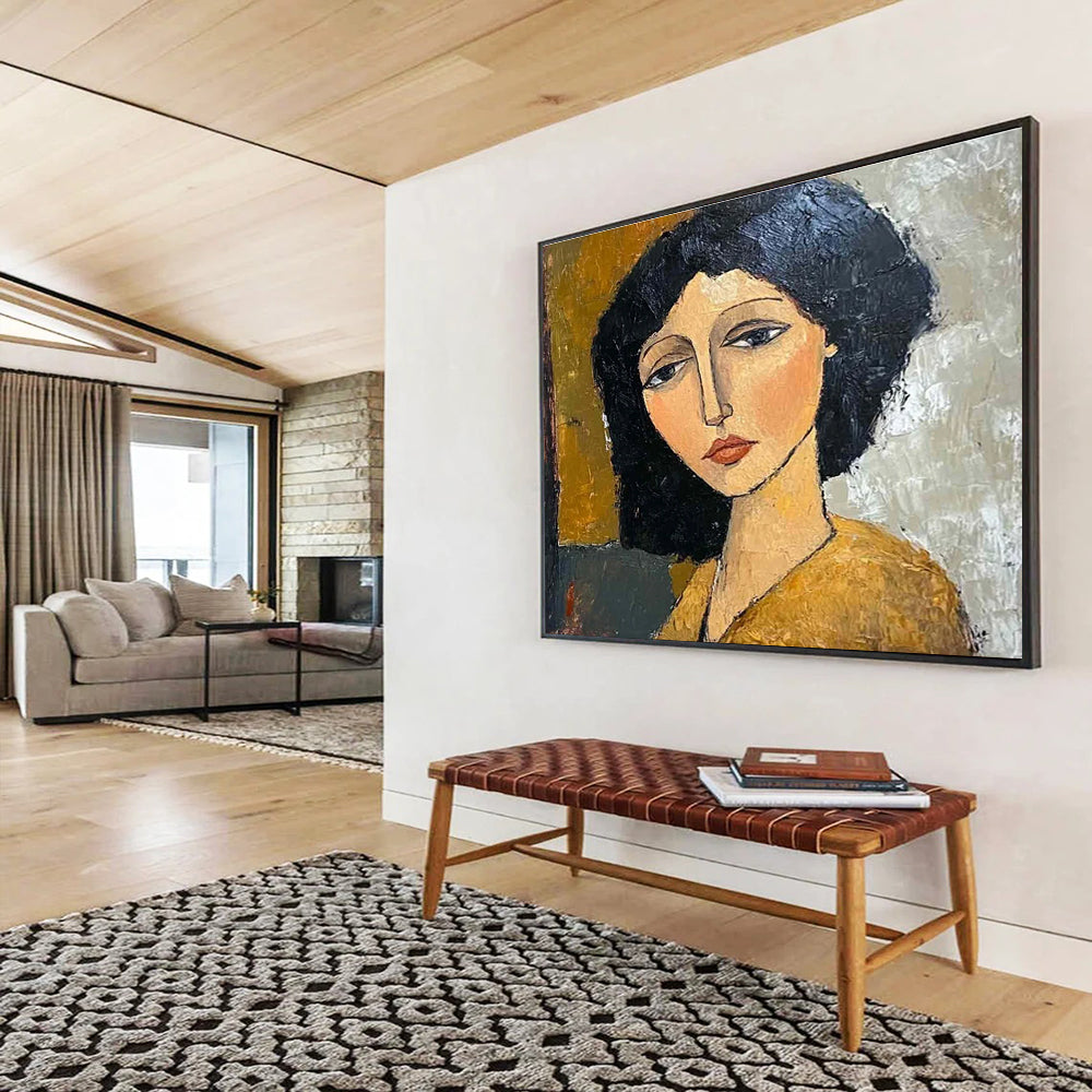 Stylized Portrait Abstract Painting for Artistic Home Libraries YHT248