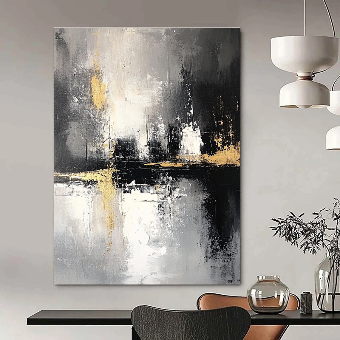 Dark Abstract Cityscape - Moody Urban Abstract Painting GAB0448