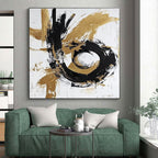 Black Gold Silver Abstract Painting with Metallic Swirls WINK655