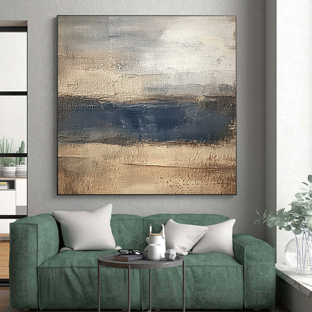 Beige Gray Blue Abstract Painting with Coastal Calm WINK454