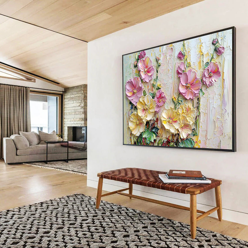 Textured Floral Bouquet Abstract Painting with Rich Details ABS600