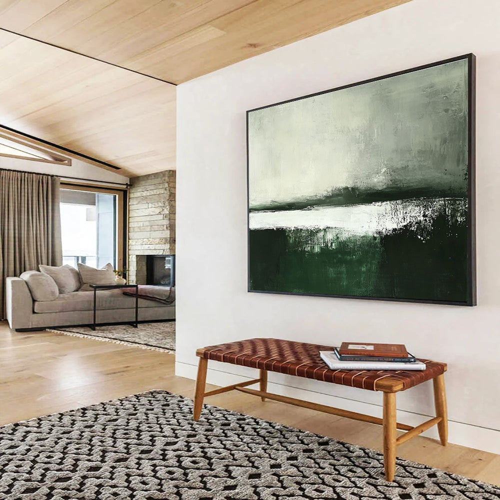 Green - Gray Abstract Horizon Painting ABS215