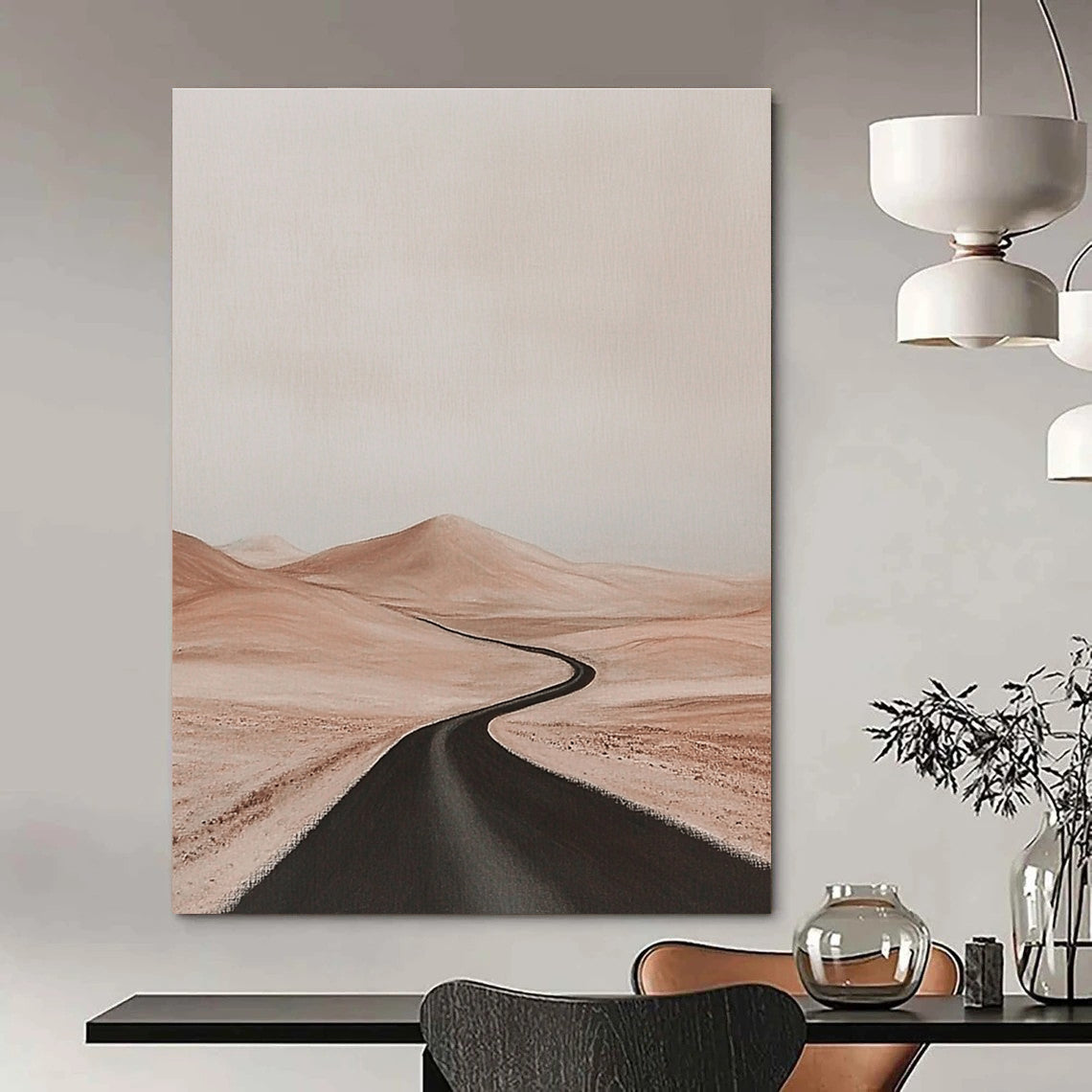 Desert Road Landscape Minimalist Scenic Abstract Painting GAB0231