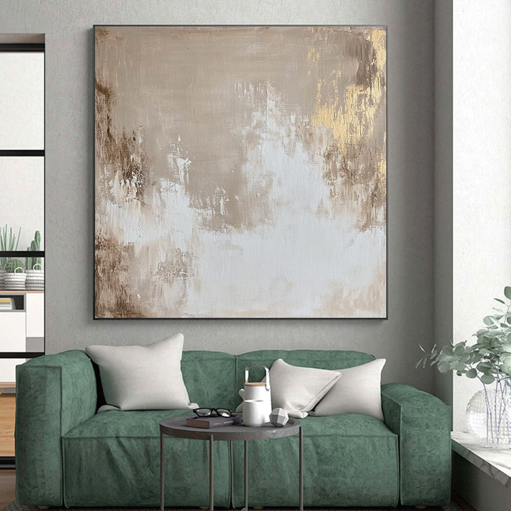 Beige and Gold Abstract Painting with Subtle Luxury WINK123