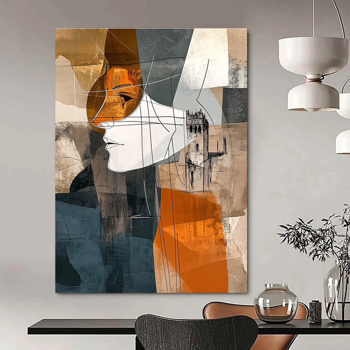 Abstract Portrait Collage Painting for Art - Centric Hallways GAB1026