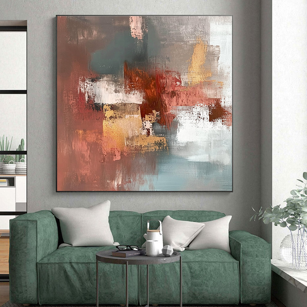 Earth - Toned Abstract Painting with Warm Vibrancy WINK806