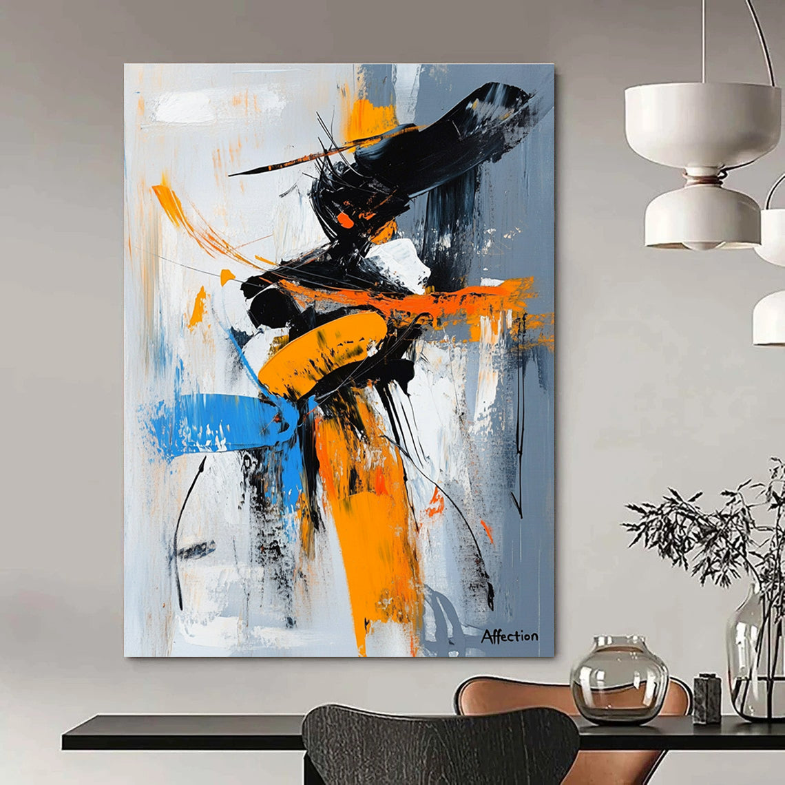 Dynamic Figure Abstract Painting for Modern Dance Studio Entrances GAB1185
