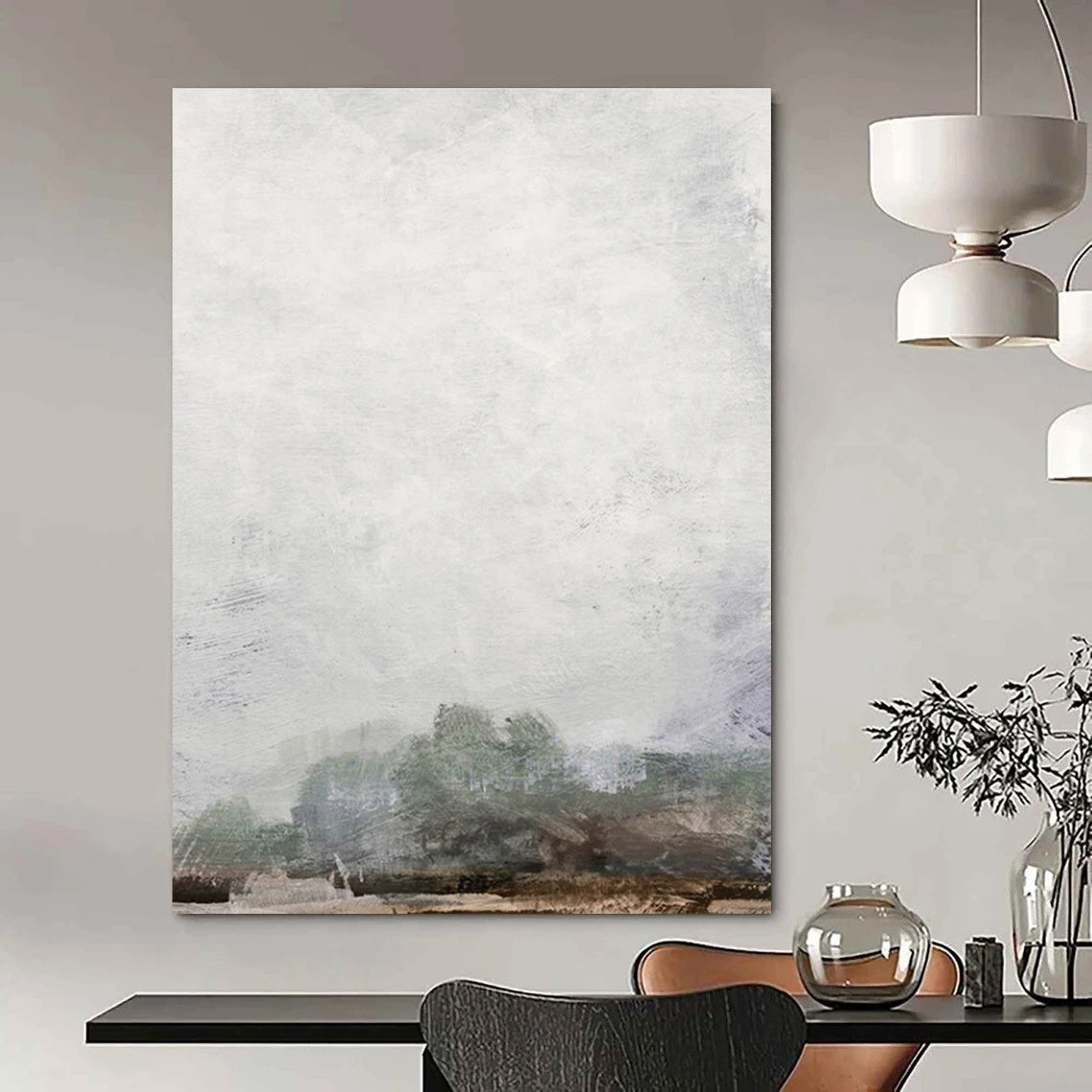 Subtle Misty Landscape Abstract for Minimalist Studies HENG222