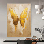 Golden Textured Butterfly Abstract Painting of Opulent Transformation GAB0163