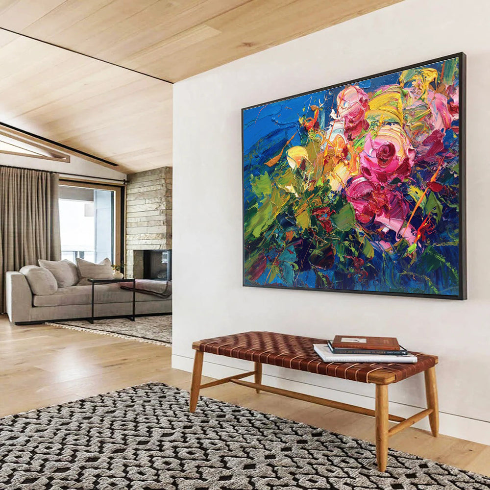 Colorful Floral Abstract Painting for Luxury Hotel Suites YHT470