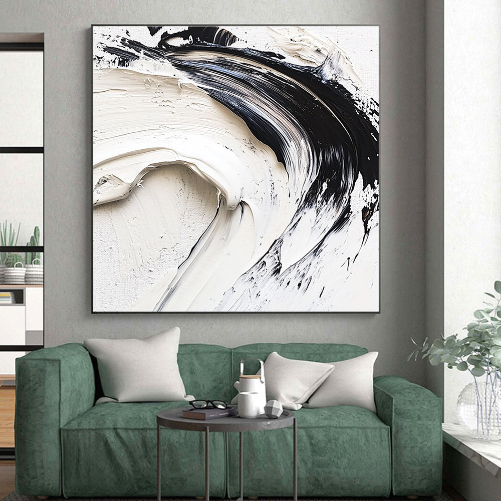 Black White Textured Abstract Painting with Bold Simplicity WINK737