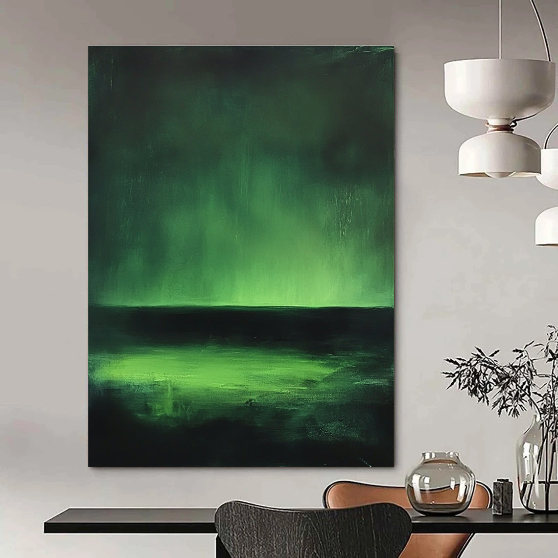 Dark Green Landscape Abstract Painting for Mood - Setting GAB0702
