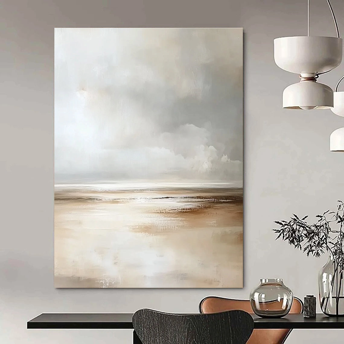 Serene Neutral Landscape - Calming Atmospheric Abstract Painting GAB0443