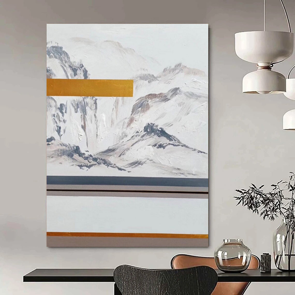 Minimalist Mountainscape Abstract Painting for Zen - Inspired Offices HENG045